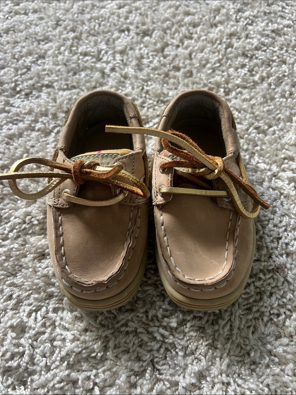 Sperry Tan/Pink Plaid Leather Shoes